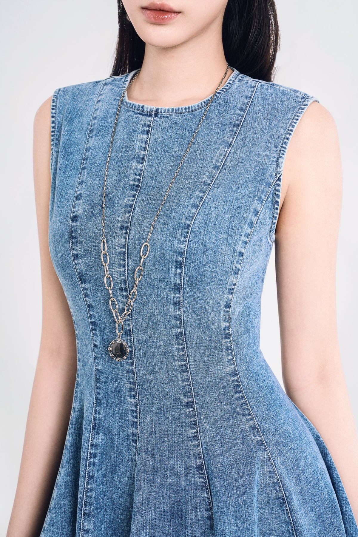 Đầm Denim Nữ Dáng Chữ A Đường May Nổi