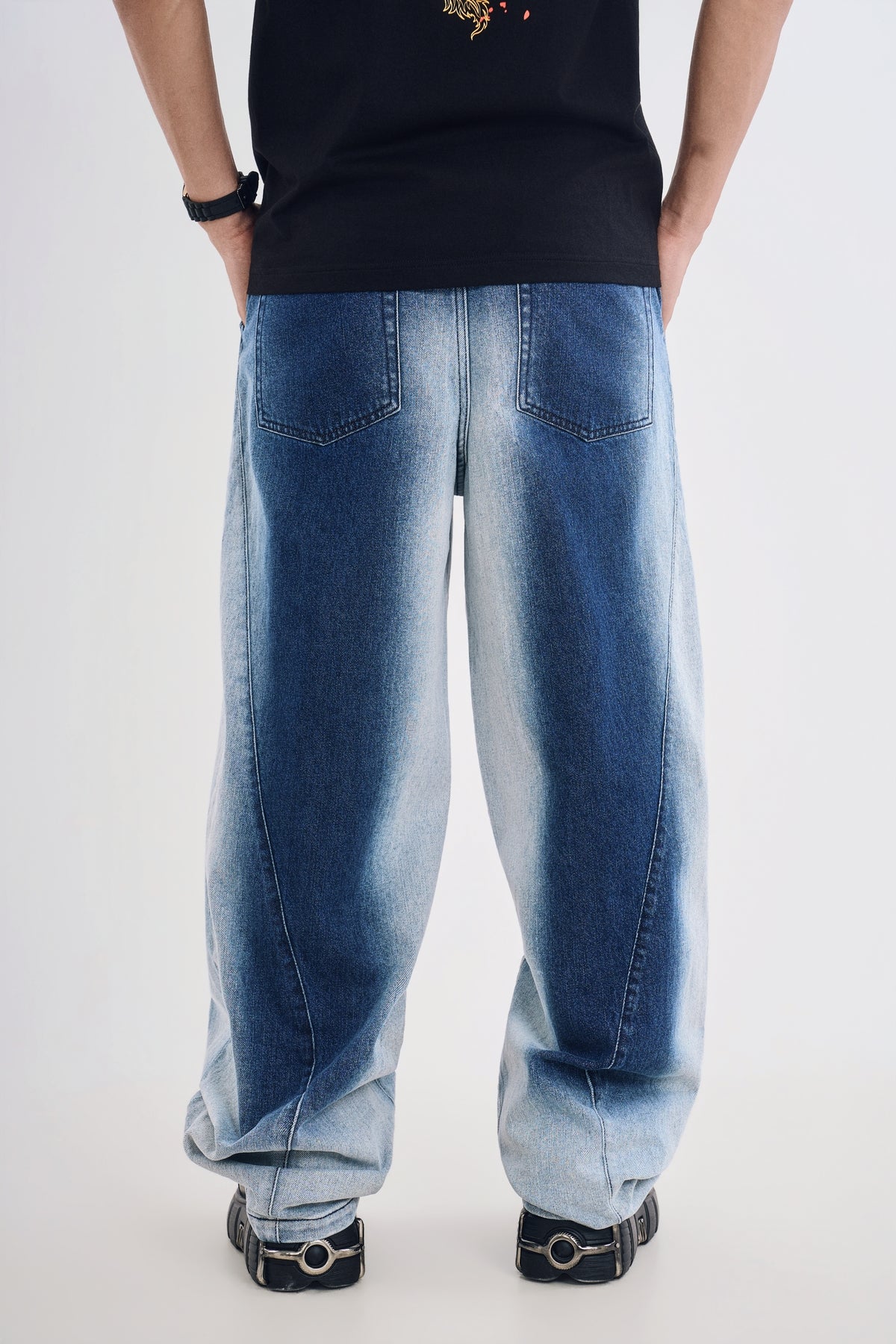 Quần Jeans Nam Ống Rộng Hiệu Ứng Laser