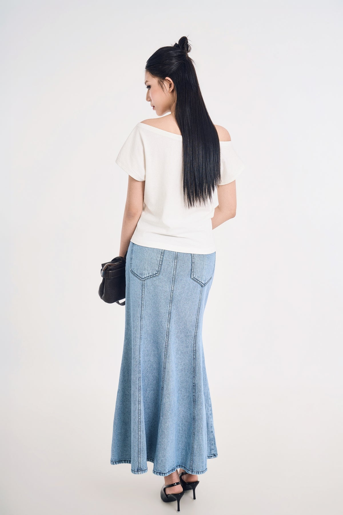 Chân Váy Denim Nữ Đuôi Cá Xanh Chàm Nhạt