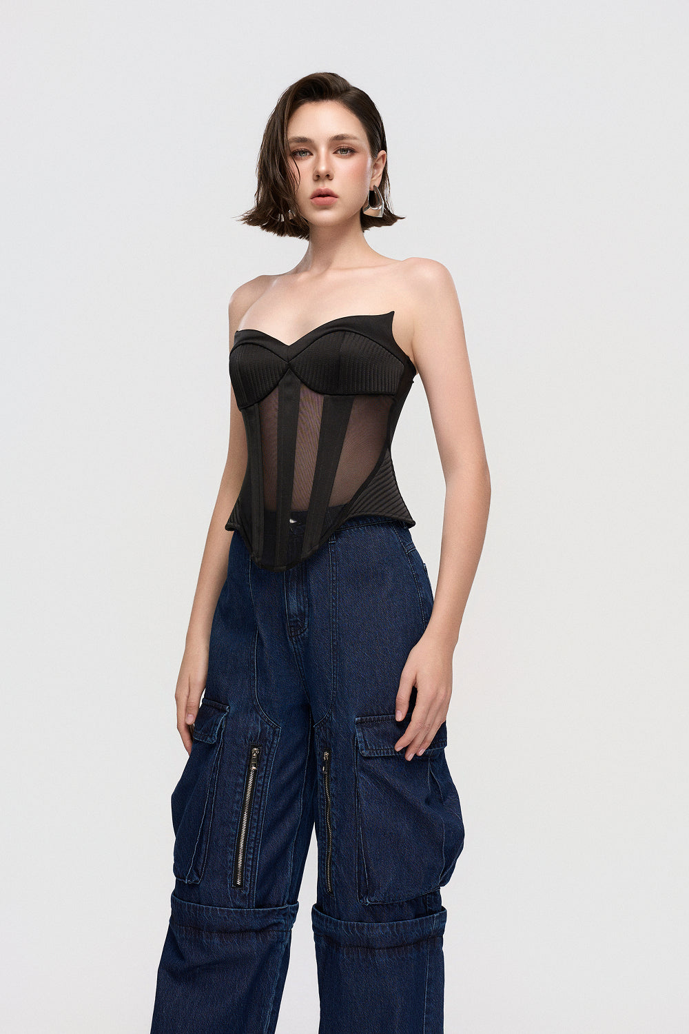 Áo Corset Nữ Cúp Ngực Phối Lưới