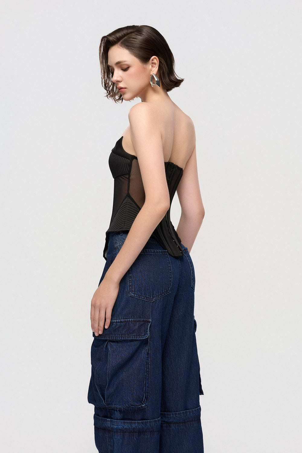 Áo Corset Nữ Cúp Ngực Phối Lưới